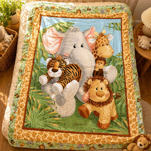 Baby Blanket 🐘🦁✨ | Cozy Jungle-Themed Soft Blanket for Babies Violet Expressions LLC Custom Products Custom Products Default Title Violet Expressions LLC violetexpressions.com