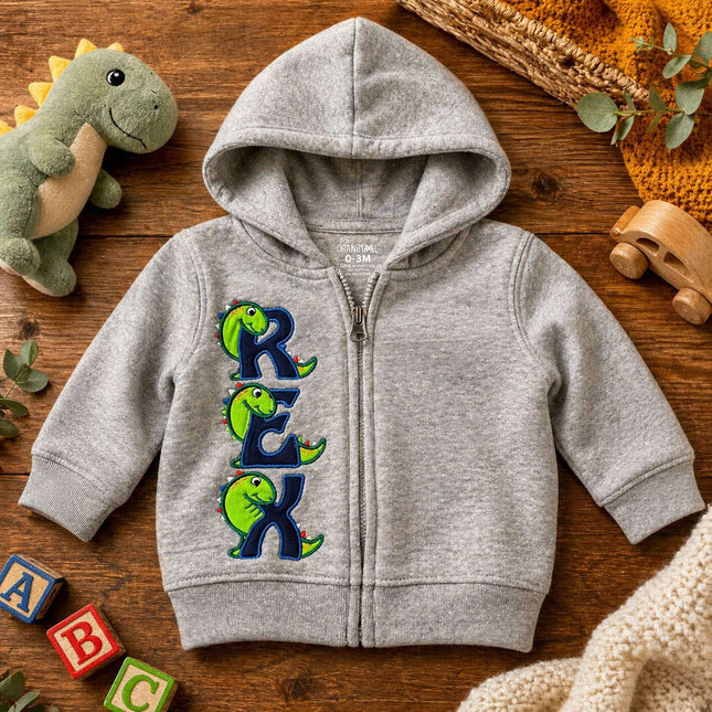🦕💚 | Custom Embroidered Zip Jacket for Boys Violet Expressions LLC Custom Products Custom Products Default Title Violet Expressions LLC violetexpressions.com