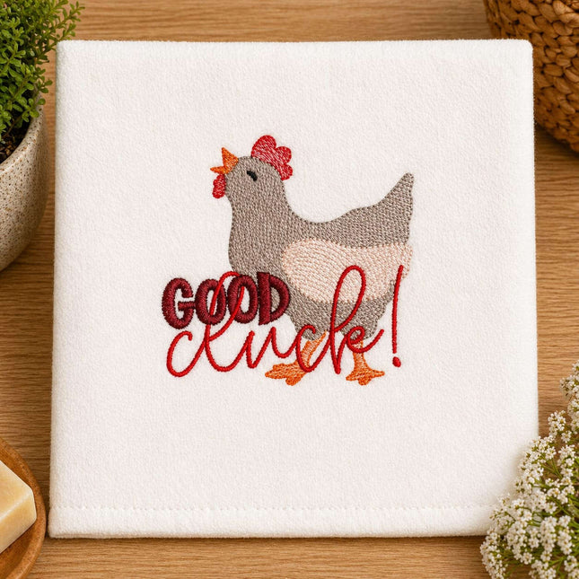 Embroidered “Good luck” Tea Towel 🧵🍽️ Violet Expressions LLC Kitchen Towel Kitchen Towel Default Title Violet Expressions LLC violetexpressions.com