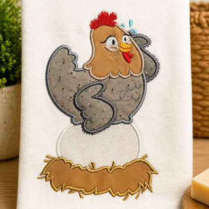 Embroidered Hen & Egg Tea Towel 🧵🍽️ Violet Expressions LLC Kitchen Towel Kitchen Towel Default Title Violet Expressions LLC violetexpressions.com
