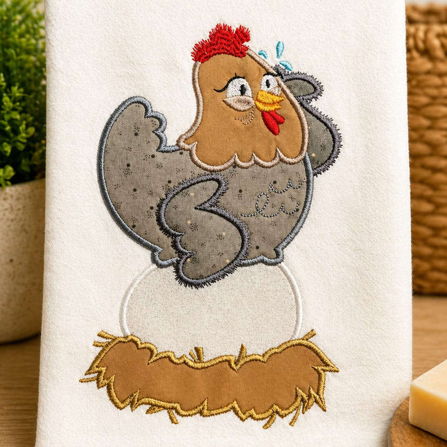 Embroidered Hen & Egg Tea Towel 🧵🍽️ Violet Expressions LLC Kitchen Towel Kitchen Towel Default Title Violet Expressions LLC violetexpressions.com