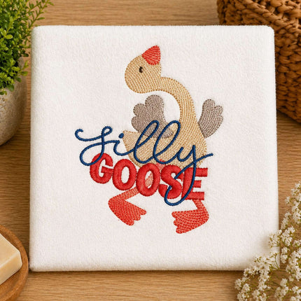 Embroidered “Silly Goose” Tea Towel 🧵🍽️ Violet Expressions LLC Kitchen Towel Kitchen Towel Default Title Violet Expressions LLC violetexpressions.com