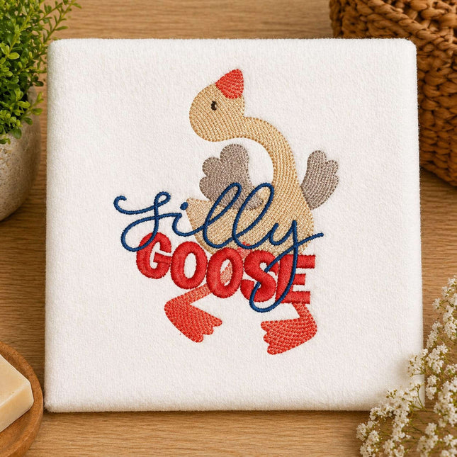 Embroidered “Silly Goose” Tea Towel 🧵🍽️ Violet Expressions LLC Kitchen Towel Kitchen Towel Default Title Violet Expressions LLC violetexpressions.com