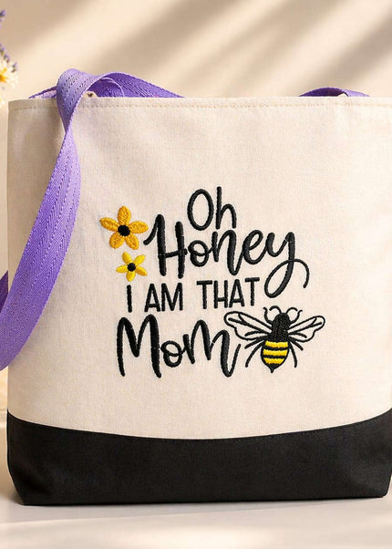 Mother's Day Tote Violet Expressions LLC Embroidered Tote Bag Embroidered Tote Bag Mom Superpower Violet Expressions LLC violetexpressions.com