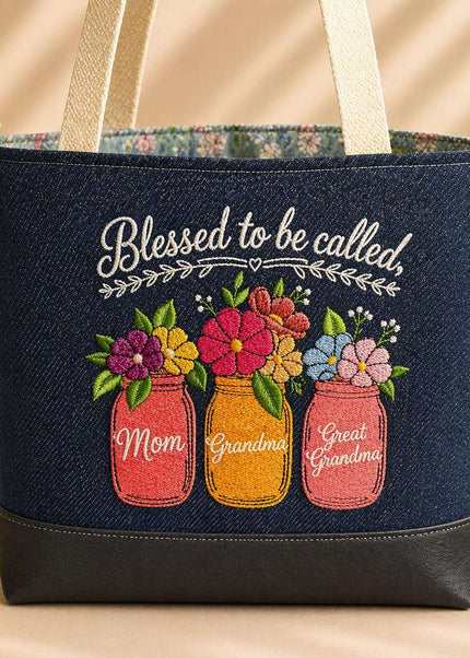 Mother's Day Tote Violet Expressions LLC Embroidered Tote Bag Embroidered Tote Bag Mom Superpower Violet Expressions LLC violetexpressions.com