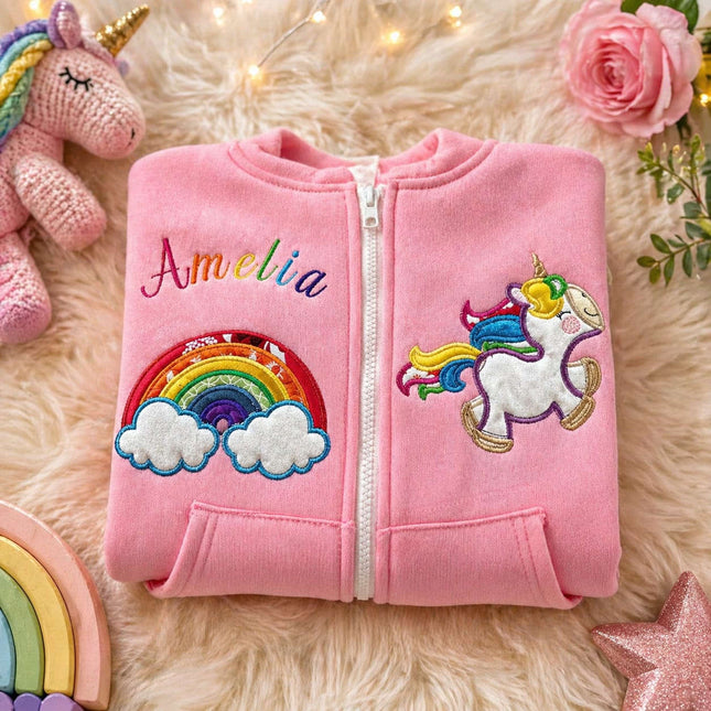 Personalized Rainbow Unicorn Baby Hoodie 🦄💖 Violet Expressions LLC Custom Products Custom Products Default Title Violet Expressions LLC violetexpressions.com